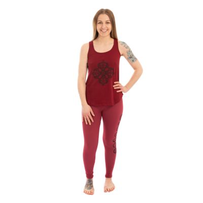Abbigliamento yoga in cotone Doppio Dorje e Chakra – rosso - - set top + leggings L/XL Nepal