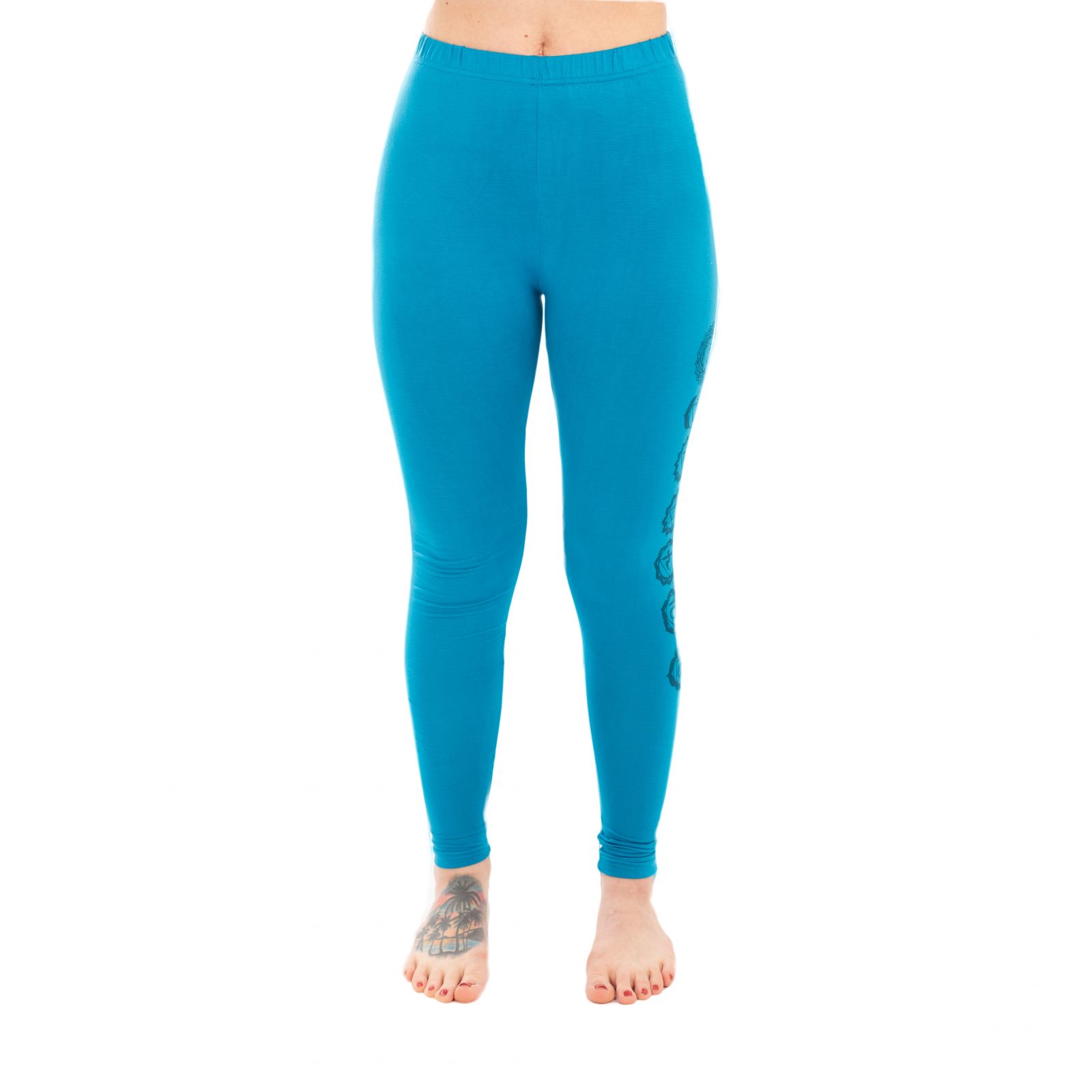 Abbigliamento yoga in cotone Doppio Dorje e Chakra – blu - - leggings L/XL Nepal
