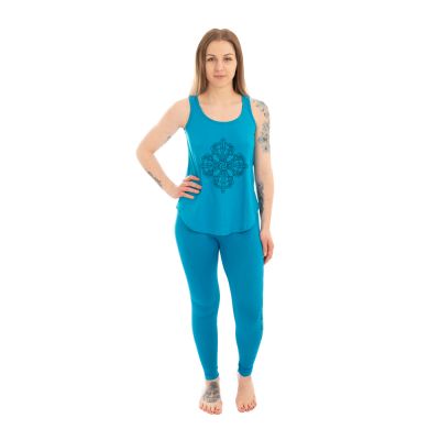 Abbigliamento yoga in cotone Doppio Dorje e Chakra – blu - - set top + leggings L/XL Nepal