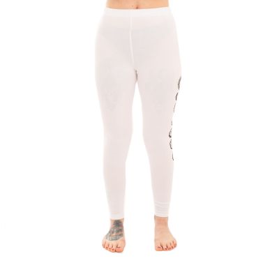 Abbigliamento yoga in cotone Albero della vita e Chakra – bianco - - set top + leggings S/M Nepal