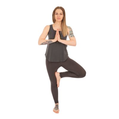 Abbigliamento yoga in cotone Albero della vita e Chakra – grigio - - set top + leggings L/XL Nepal