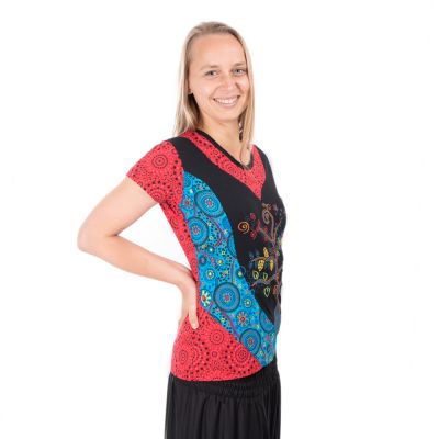 T-shirt etno da donna con maniche corte Albero della vita Nepal
