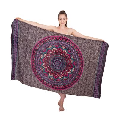 Sarong / pareo / sciarpa da spiaggia Mandala di loto – viola-porpora