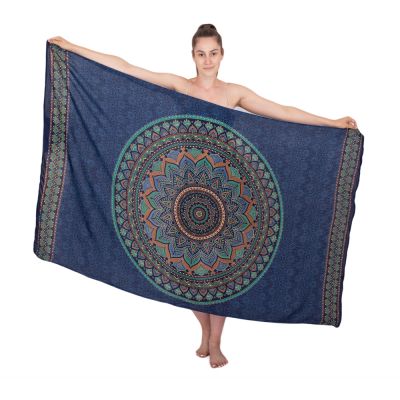 Sarong / pareo / sciarpa da spiaggia Mandala di loto – blu