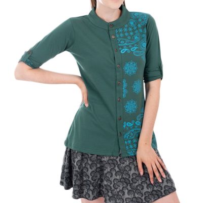 Camicia verde da donna con motivo paisley Anberia Green Nepal