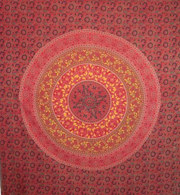 Copriletto in cotone Giardino del castello – giallo-rosso India