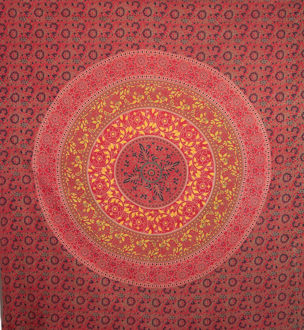 Copriletto in cotone Giardino del castello – giallo-rosso India