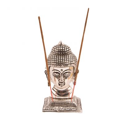 Porta incenso in metallo Testa di Buddha India
