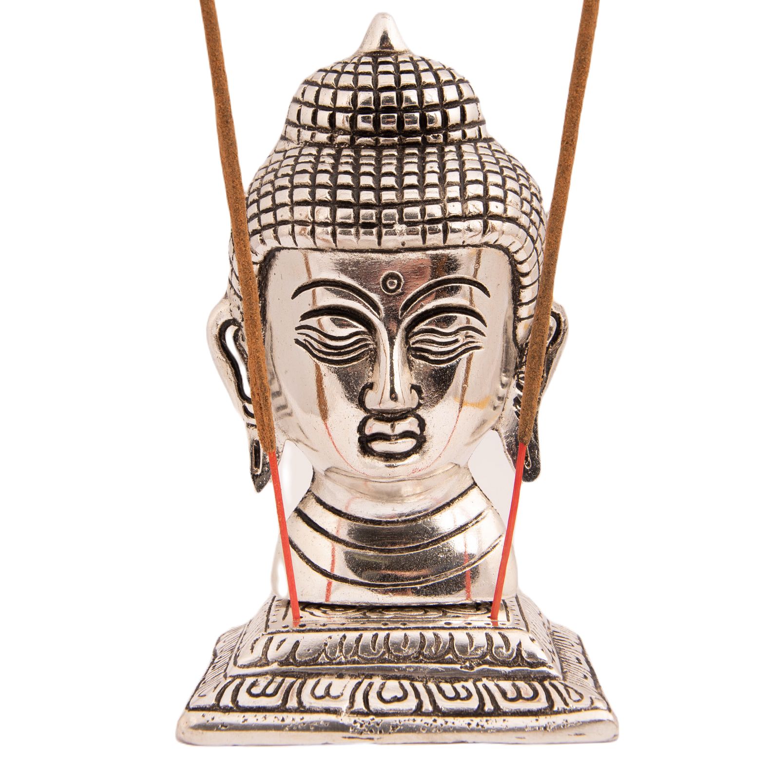 Porta incenso in metallo Testa di Buddha India