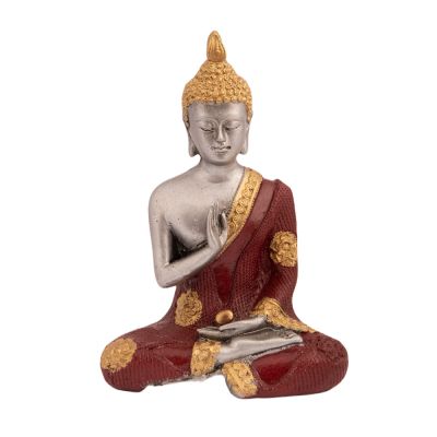 Statuetta in resina Buddha in veste rossa