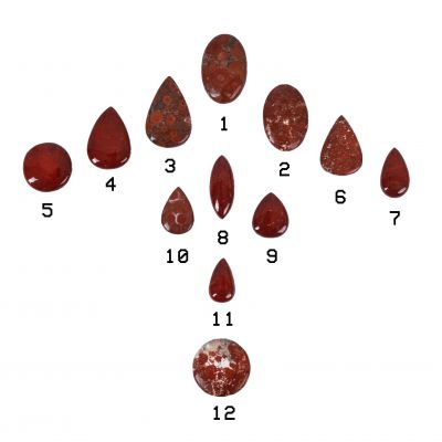Pietra semipreziosa tagliata – Diaspro Brecciato | 1, 3, 4, 5, 6, 7, 8, 9, 10, 11, 12