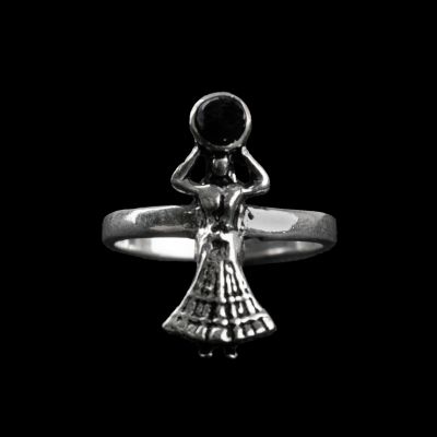 Anello dei piedi in argento tedesco Nefertari Onice nera 2