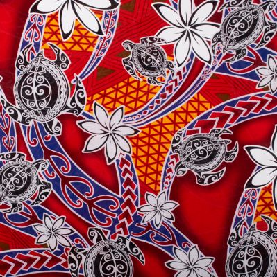 Sarong / pareo / sciarpa da spiaggia Flowers and Turtles Red Thailand