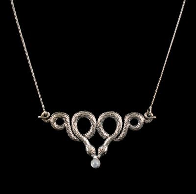 Ciondolo in argento tedesco Anelli di serpente – Pietra di Lunae India