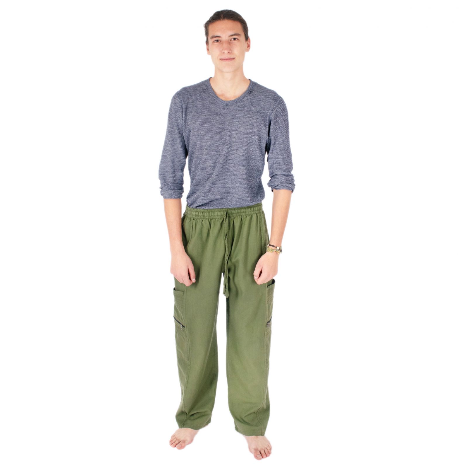 Pantaloni verdi da uomo in cotone Taral Green Nepal