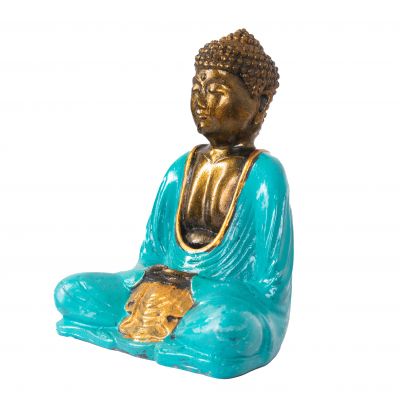 Statuetta in resina dipinta Buddha colorato 16 cm (2) Indonesia