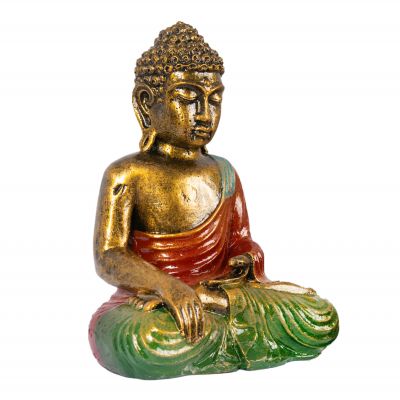 Statuetta in resina dipinta Buddha colorato 23 cm rosso Indonesia