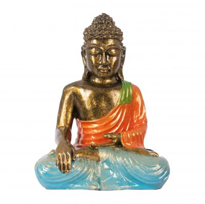 Statuetta in resina dipinta Buddha colorato 23 cm arancione