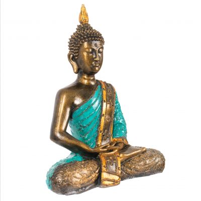 Statuetta in resina dipinta Buddha colorato 29 cm Indonesia