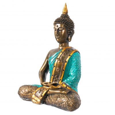 Statuetta in resina dipinta Buddha colorato 29 cm Indonesia