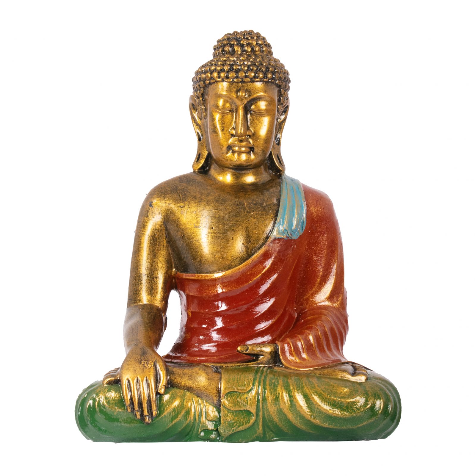 Statuetta in resina dipinta Buddha colorato 30 cm Indonesia