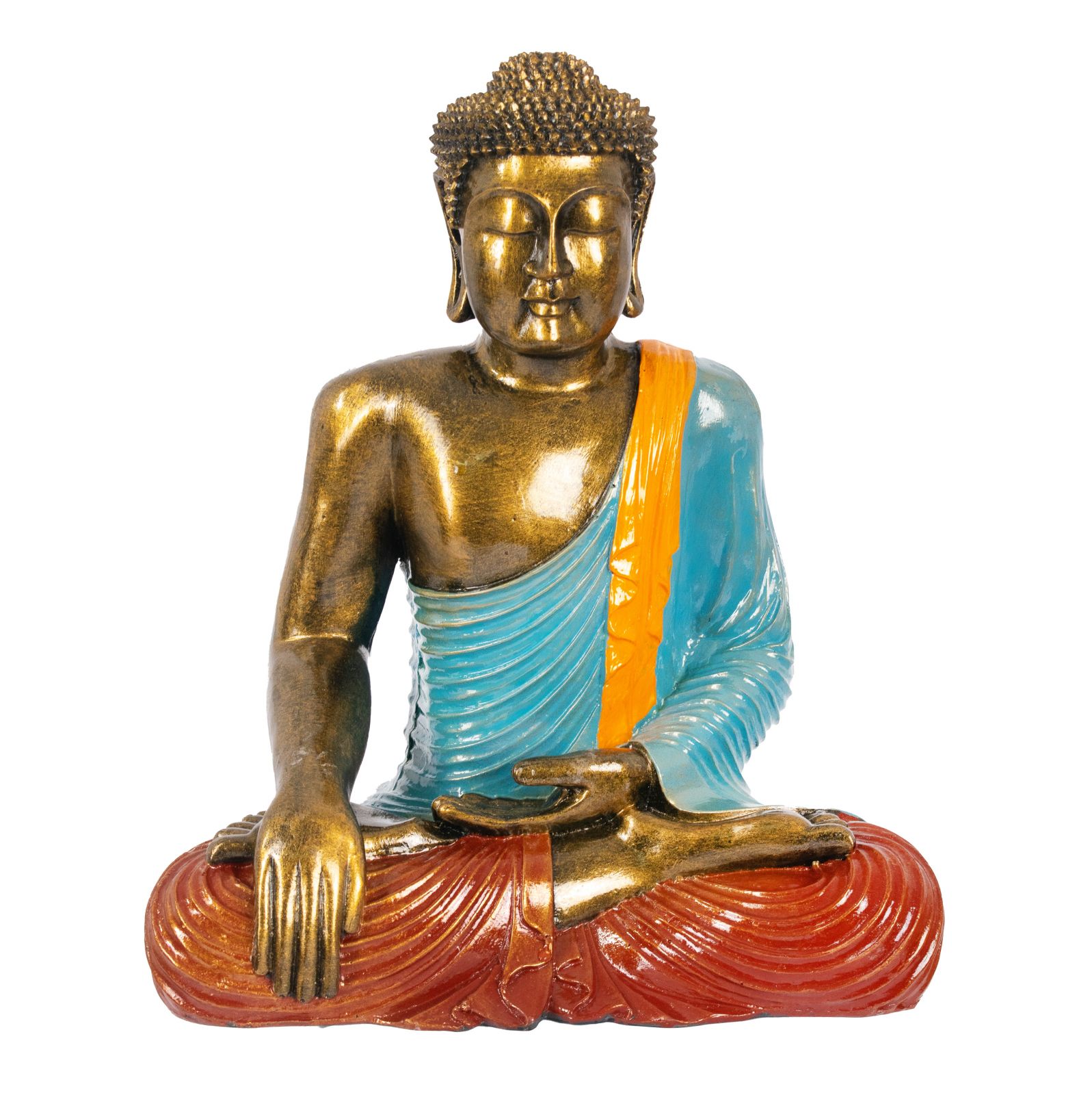 Statuetta in resina dipinta Buddha colorato 40 cm Indonesia