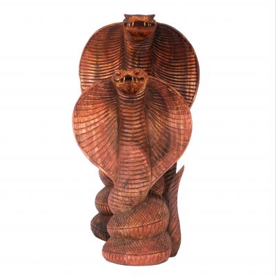 Scultura in legno intagliato Cobra - Altezza 30 cm Indonesia