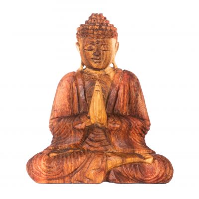 Statua in legno intagliato del Buddha seduto 1 | 20 cm, 32 cm