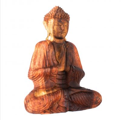 Statua in legno intagliato del Buddha seduto 1 Indonesia