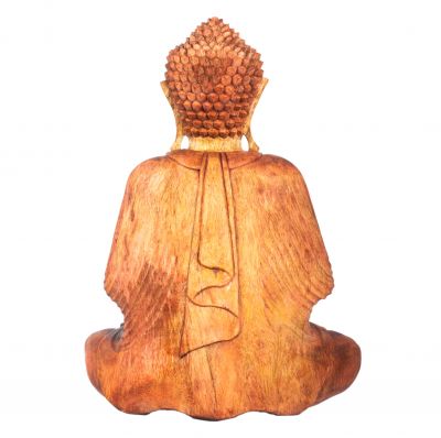 Statua in legno intagliato del Buddha seduto 1 Indonesia