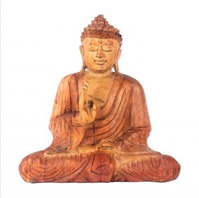 Statua in legno intagliato del Buddha seduto 1 | 20 cm, 32 cm