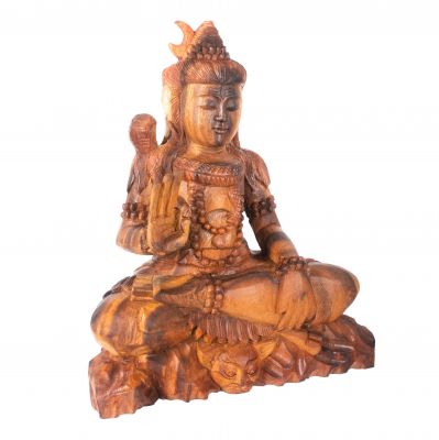 Statua in legno intagliato di Shiva seduto 2 Indonesia