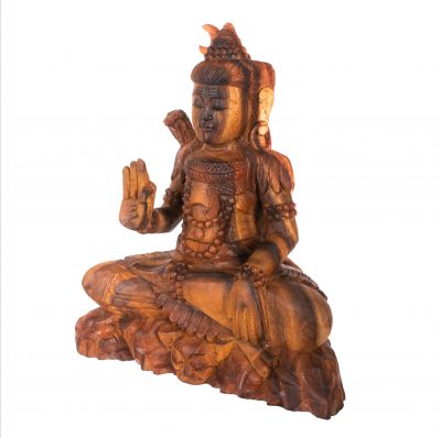 Statua in legno intagliato di Shiva seduto 2 Indonesia