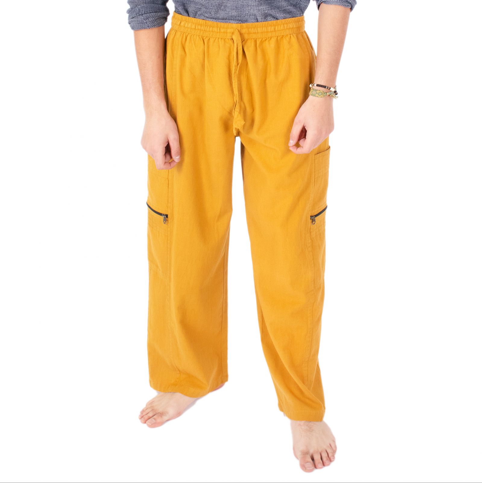 Pantaloni gialli da uomo in cotone Taral Mustard Yellow Nepal