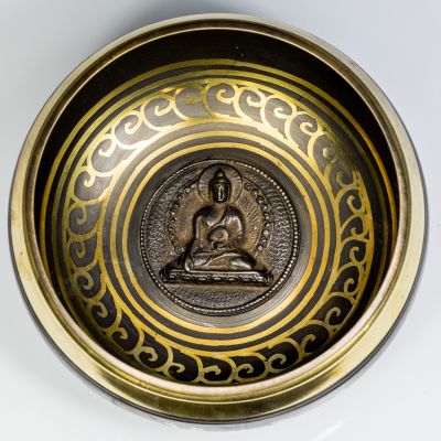 Ciotola tibetana incisa Buddha 3 Nepal