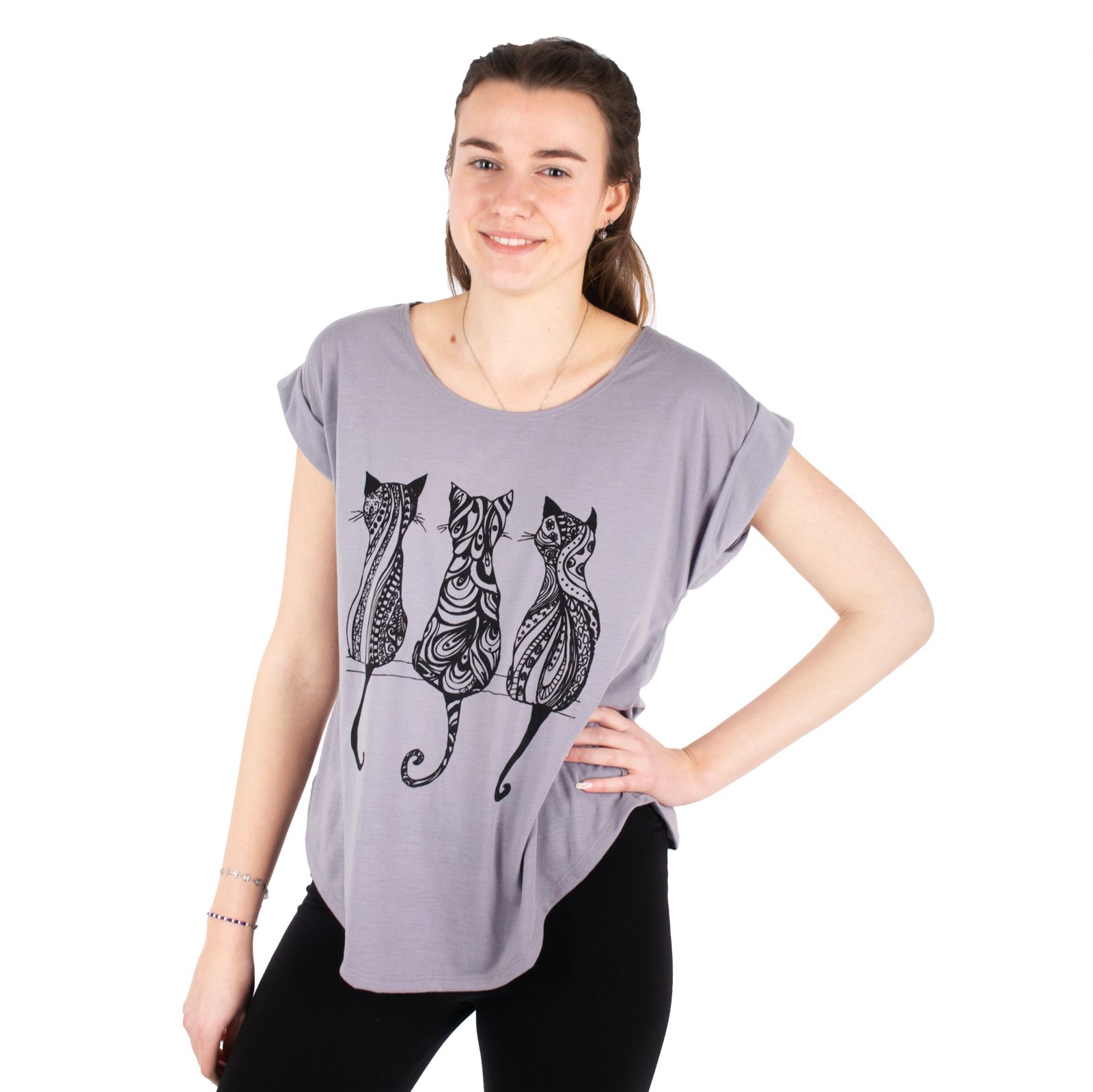 Maglietta da donna con maniche corte Darika Cats 1 Grey Thailand