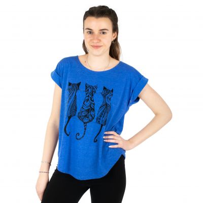 Maglietta da donna con maniche corte Darika Cats 1 Medium Blue | S/M
