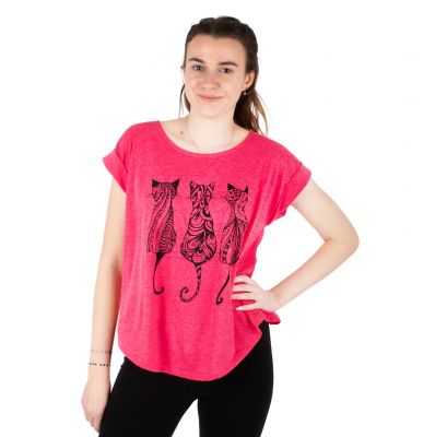 Maglietta da donna con maniche corte Darika Cats 1 Neon Pink | S/M