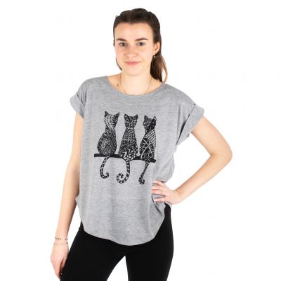 Maglietta da donna con maniche corte Darika Cats 2 Greyish | S/M