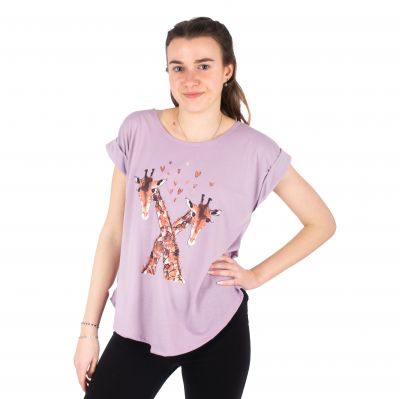 Maglietta da donna con maniche corte Darika Giraffes in Love Violet | S/M