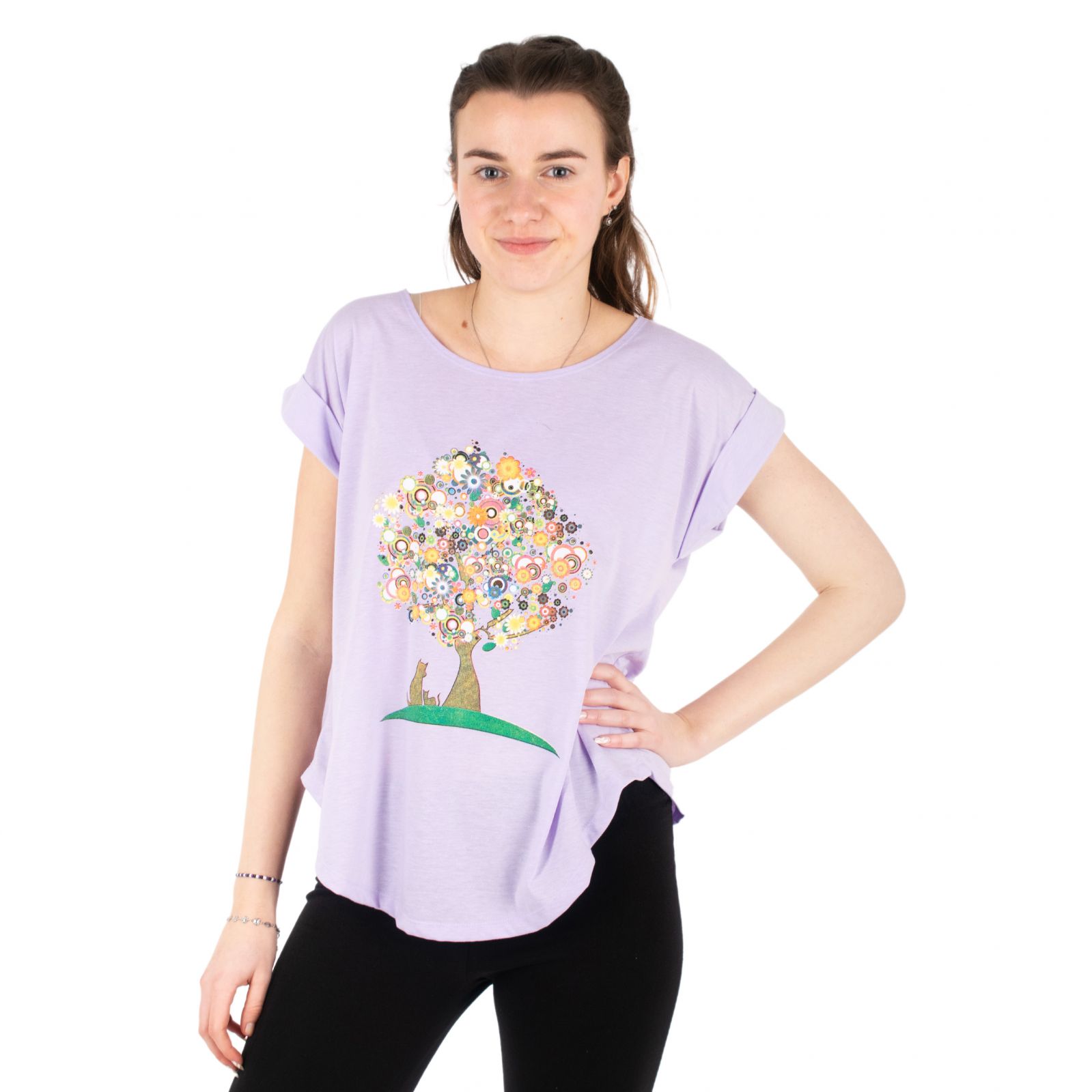 T-shirt donna manica corta Darika Tree of Friendship Lilac Thailand