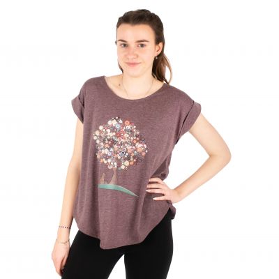 T-shirt donna manica corta Darika Tree of Friendship Purple Brown | S/M