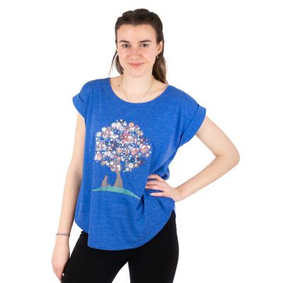 T-shirt donna manica corta Darika Tree of Friendship Medium Blue | S/M