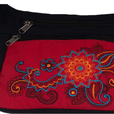 Cintura portasoldi in cottone con ricamo Albena Red 2 Nepal