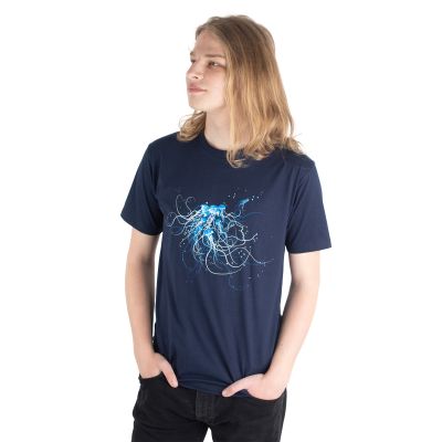 Maglietta in cotone con stampa Profilo delle meduse - blu scuro | M, L, XL, XXL