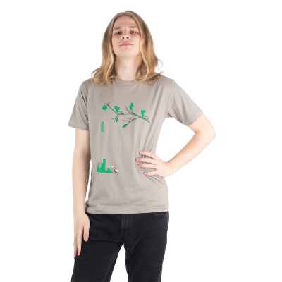 Maglietta in cotone con stampa Costruzione di un formicaio – grigia | M, L, XL, XXL