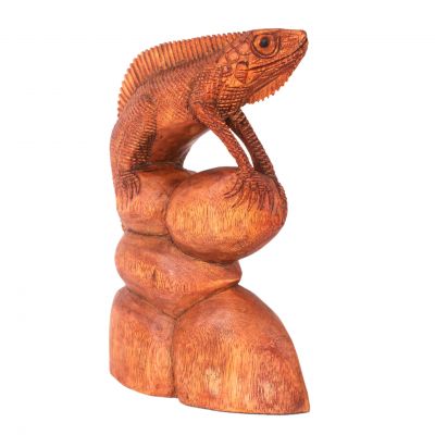 Scultura in legno intagliato Iguana Indonesia