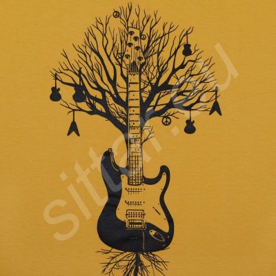 Maglietta in cotone con stampa Albero della chitarra | M, L, XL