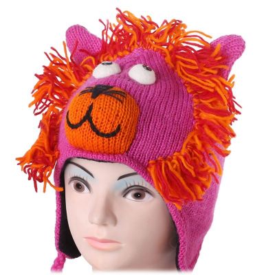 Cappello di lana Leone rosa Nepal