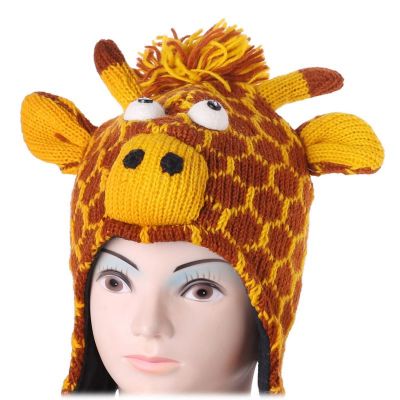 Cappello di lana Giraffa - marrone-giallo Nepal